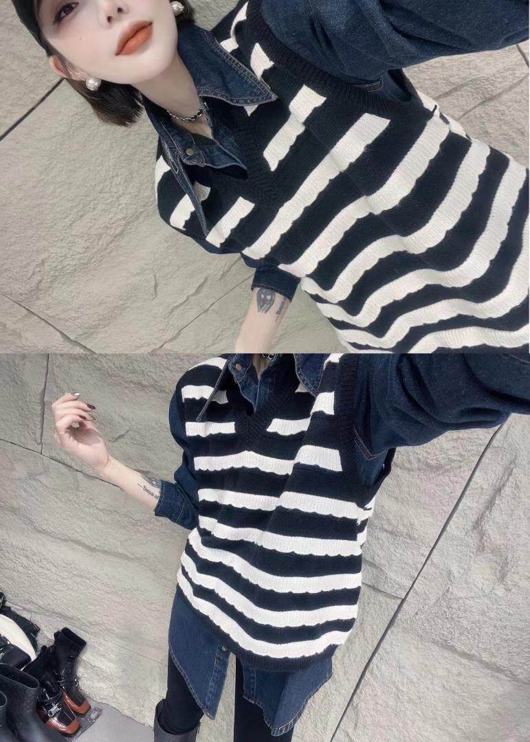 爱美欧，现货，条纹牛仔两件套，其它，爱美欧