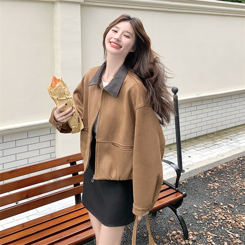 时尚洋气撞色气质短款外套女2025新款秋季韩系老钱风小个子夹克潮图片