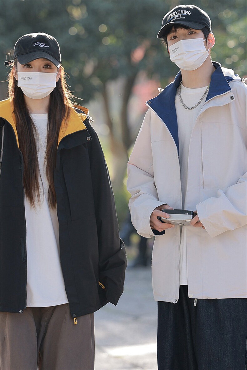 GDN6618春秋男女同款情侣防风防水冲锋衣户外连帽时尚休闲夹克,男装夹克,电商B360