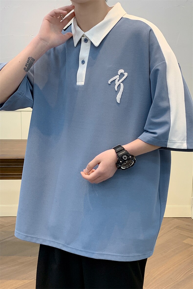 夏装青少年简约清新Polo衫牙刷绣运动短袖T恤男女626-P35控价58,男装Polo衫,电商A441-1