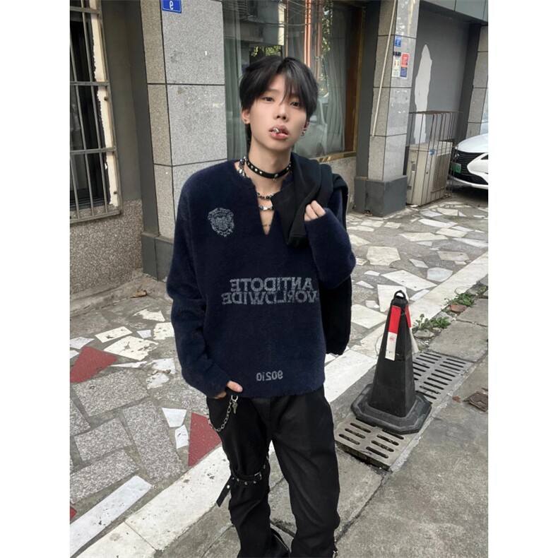 【有货】cleanfit马海毛v领毛衣高级感痞帅美式针织衫TQ01LL-P65,男装针织衫/毛衣,星座1007（原301D）