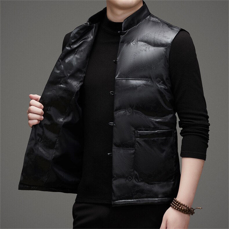 风羽绒服唐装马甲90绒羽绒服男复古盘扣中式唐装TR2816-P145,男装羽绒服,星座1105-3