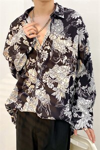 2025秋季新款衬衫青少年长袖免烫宽松扎染印花男衬衫CS2312-P35图片