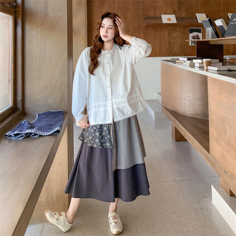 藏青色马甲衬衫半身裙套装女夏2025新款学院风森系巨好看三件套,女装套装/套裙,2D014