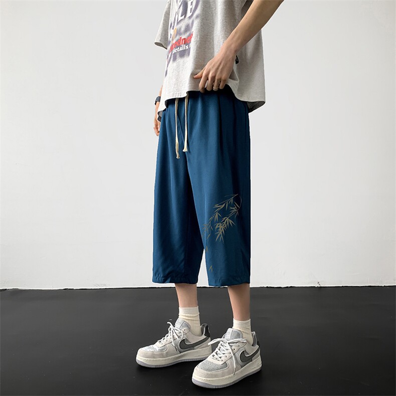 冰丝七分裤男大码速干短裤男五分裤黑地板风格QK72382-P25,男装休闲裤,电商A040