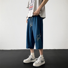 冰丝七分裤男大码速干短裤男五分裤黑地板风格QK72382-P25，男装休闲裤，电商A040
