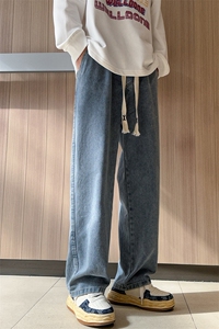 8XL-M牛仔裤男士直筒宽松特大码胖子阔腿裤男款长裤NZ110-P45控58图片