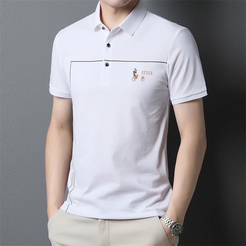 夏季Polo衫男短袖t恤男士半袖上衣中年商务2023新款男装体恤男款图片