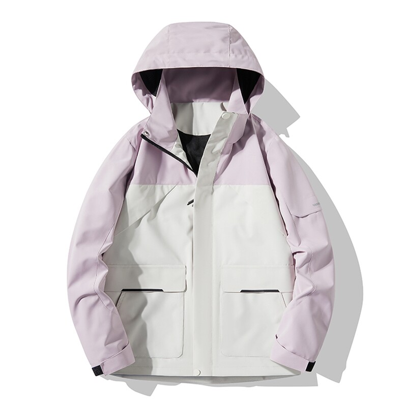 户外连帽撞色冲锋衣情侣外套防风登山服夹克男平铺YHJK8825-P75图片
