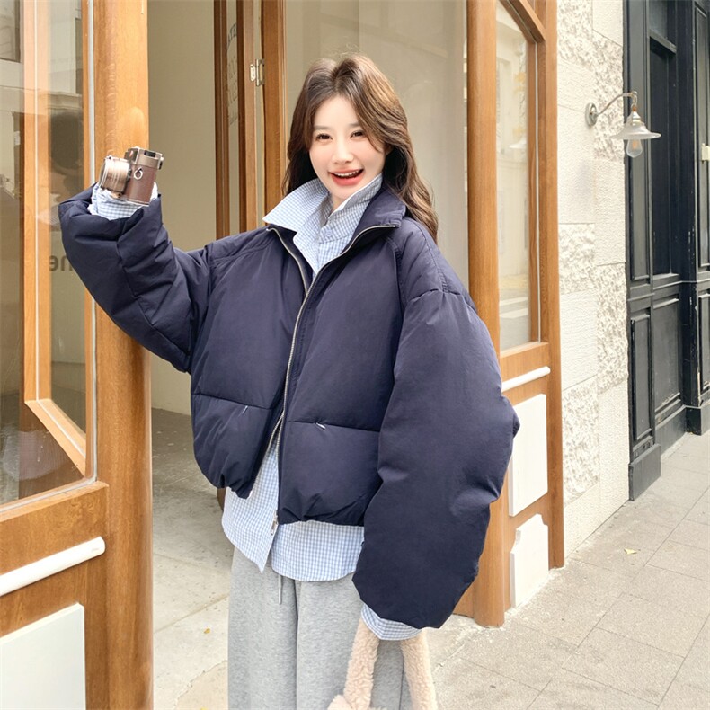 2025冬季新款假两件拼接衬衫立领羽绒服女90白鸭绒保暖韩版休闲风,女装羽绒服,艾米莉亚