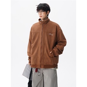 复古麂皮绒立领外套男女潮牌大码春秋飞行夹克美式外套JK5210/P80图片
