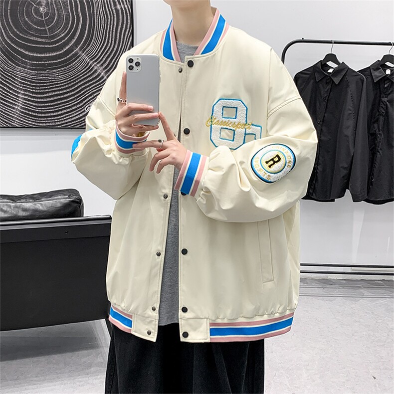 棒球服外套男潮牌潮流ins字母刺绣情侣学生夹克22102-P65控118,男装夹克,星座717