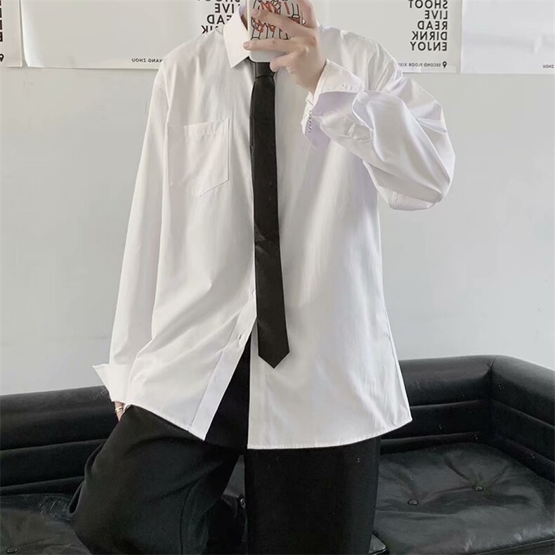 港风衬衫男长袖韩版潮流宽松大码休闲衬衣学生寸衫C121-p30送领带,男装衬衫,星座1008-1