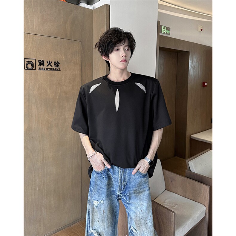 美式圆领短袖男宽松设计感痞帅T恤夏季慵懒风上衣服潮T5860-P38,男装T恤,星座308B-1