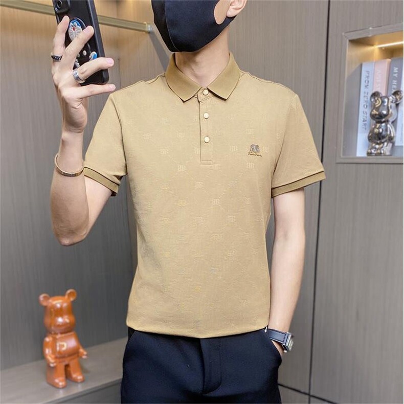 PL054-P45短袖t恤男夏季新款翻领POLO衫个性潮牌韩版休闲上衣图片