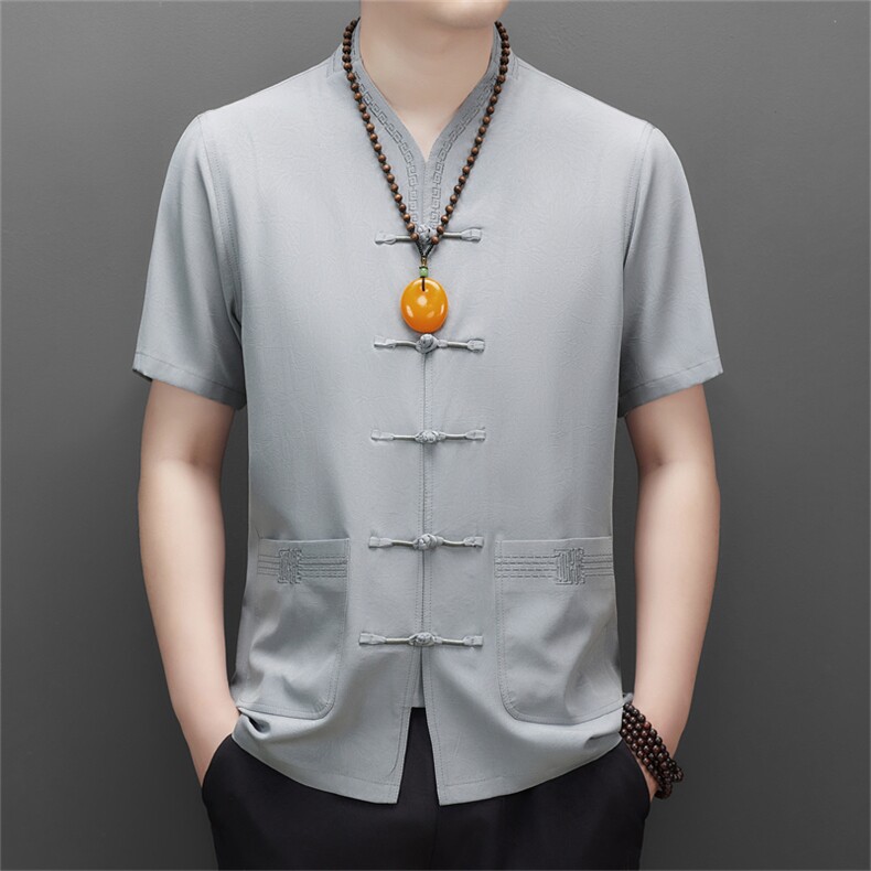 2024风唐装短袖衬衫男夏季中老年风新中式汉服MJ5103-P65图片