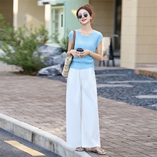 夏天巨好看的套装2025超火夏装一整套气质女神范高端阔腿裤两件套，女装套装/套裙，采品优优