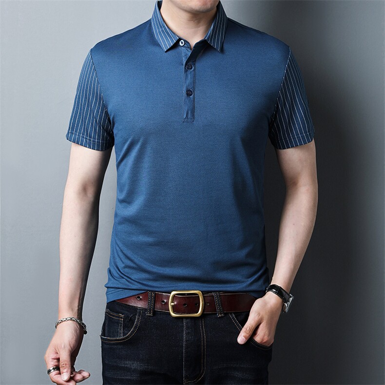 品牌男装假两件透气短袖POLO衫翻领体恤带扣商务休闲夏季男装P68,男装T恤,钱塘6003A(原)4033A