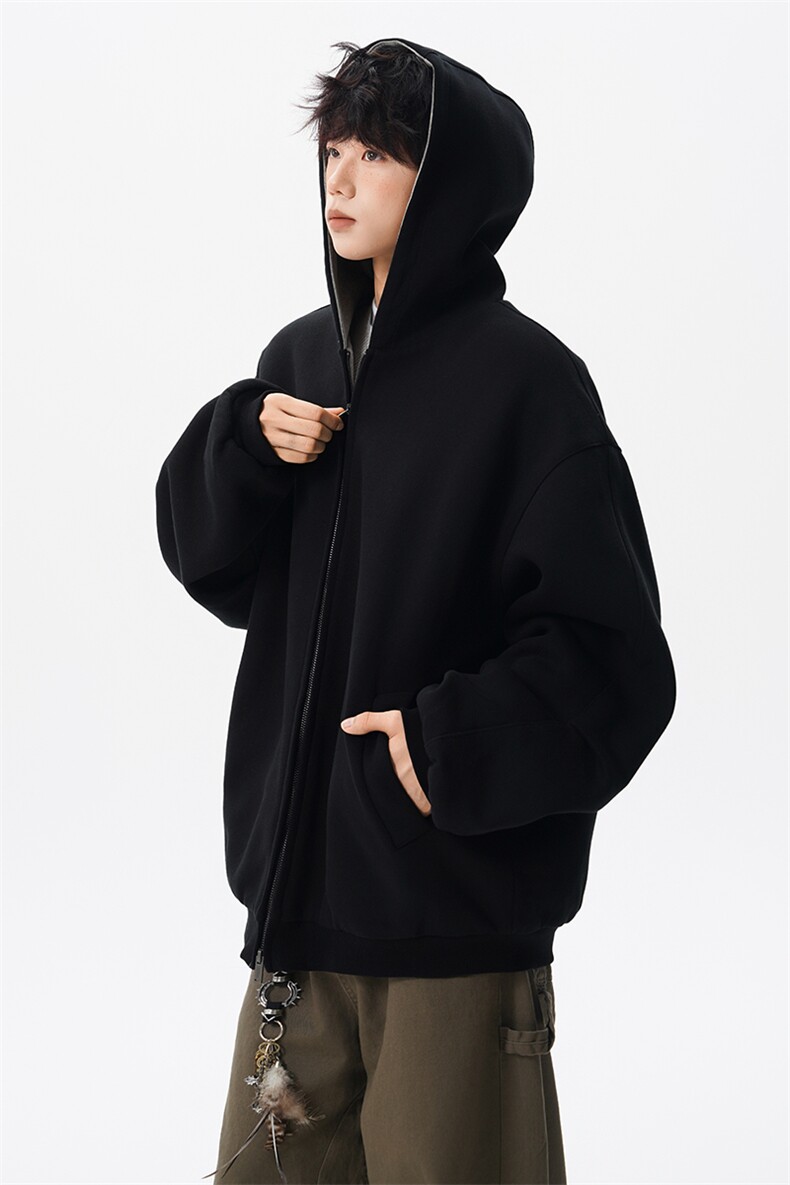 8XL-M500克潮牌百搭卫衣男美式情侣连帽撞色休闲廓形外套WY33P68,女装短外套,电商D206-1