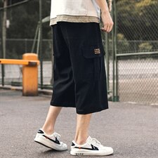 2021夏季新款外景日系大码男亚麻魔术贴七分裤休闲裤K373-P35，男装休闲裤，电商A001