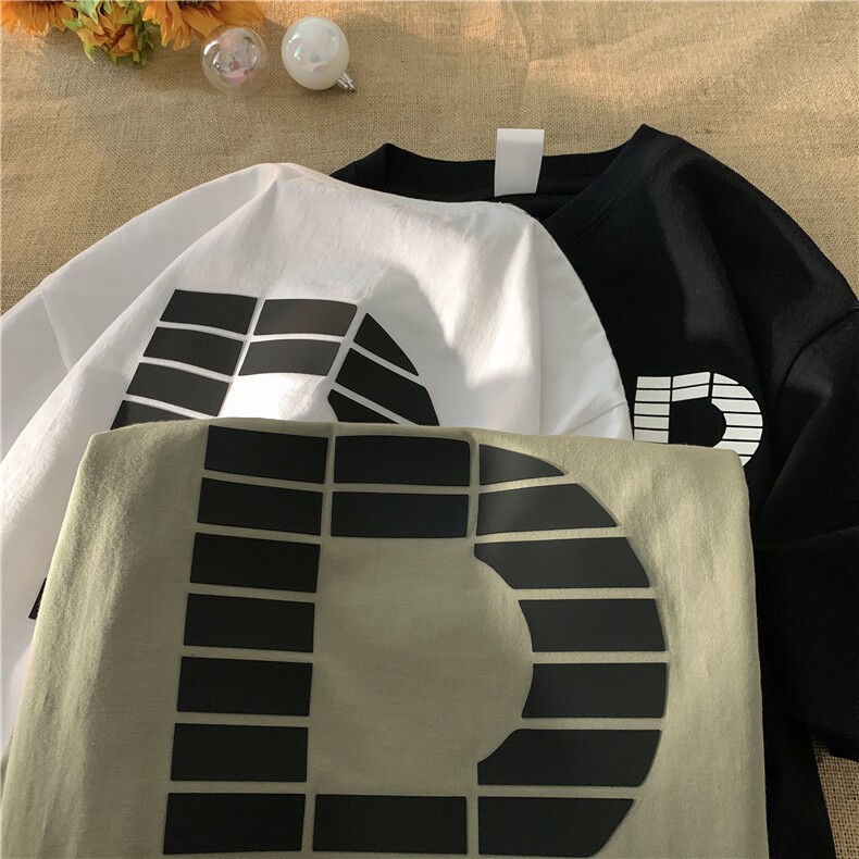 美式高街纯棉重磅字母立体印花短袖T恤XZ604-DT202-P35控48,男装T恤,星座604