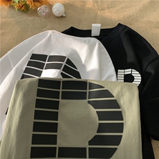 美式高街纯棉重磅字母立体印花短袖T恤XZ604-DT202-P35控48，男装T恤，星座604