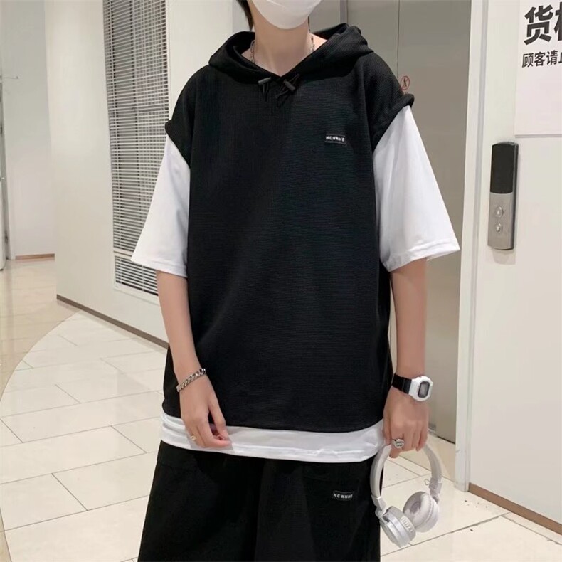 夏季假两件t恤宽松运动短裤两件套港风休闲短袖套装男T864-P35,男装T恤,星座512-2