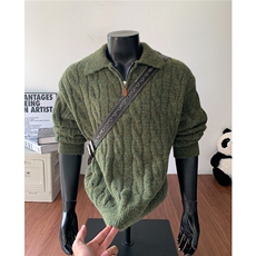 秋冬装半拉链针织衫长袖情侣麻花毛衣polo衫男H1153特P60，男装针织衫/毛衣，电商A341