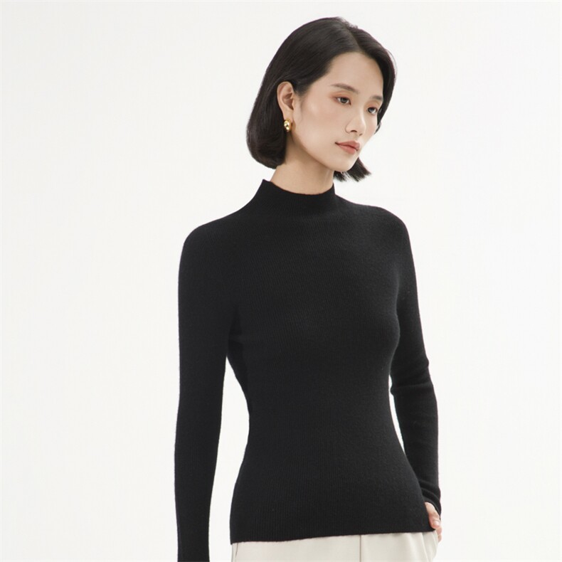 无缝一体扬子纱120s精纺羊毛衫女圆领秋冬毛衣套头内搭针织打底衫,女装羊绒衫,巾兮羊绒