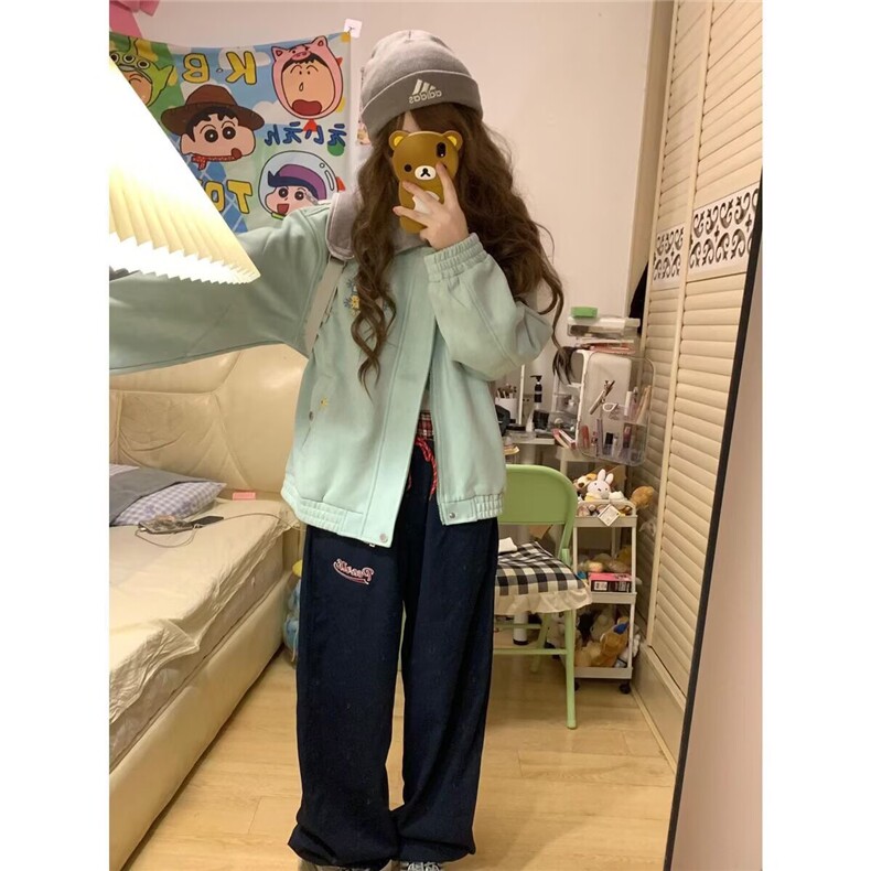 WT99-P71美式复古外套女春秋2025新款潮牌撞色翻领宽松情侣夹克,男装夹克,电商B323A