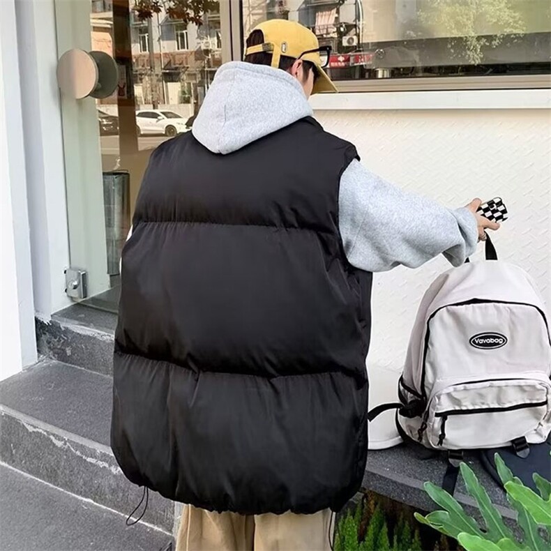 现货5W件冬季三防硬挺boxy短款立领棉衣马夹外套加厚马甲保暖棉服,男装棉衣,电商A486