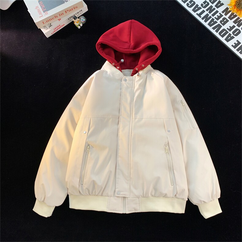 假两件连帽棉服撞色时尚潮牌情侣百搭保暖男女外套MY2583-P85,男装棉衣,星座610（原A335）