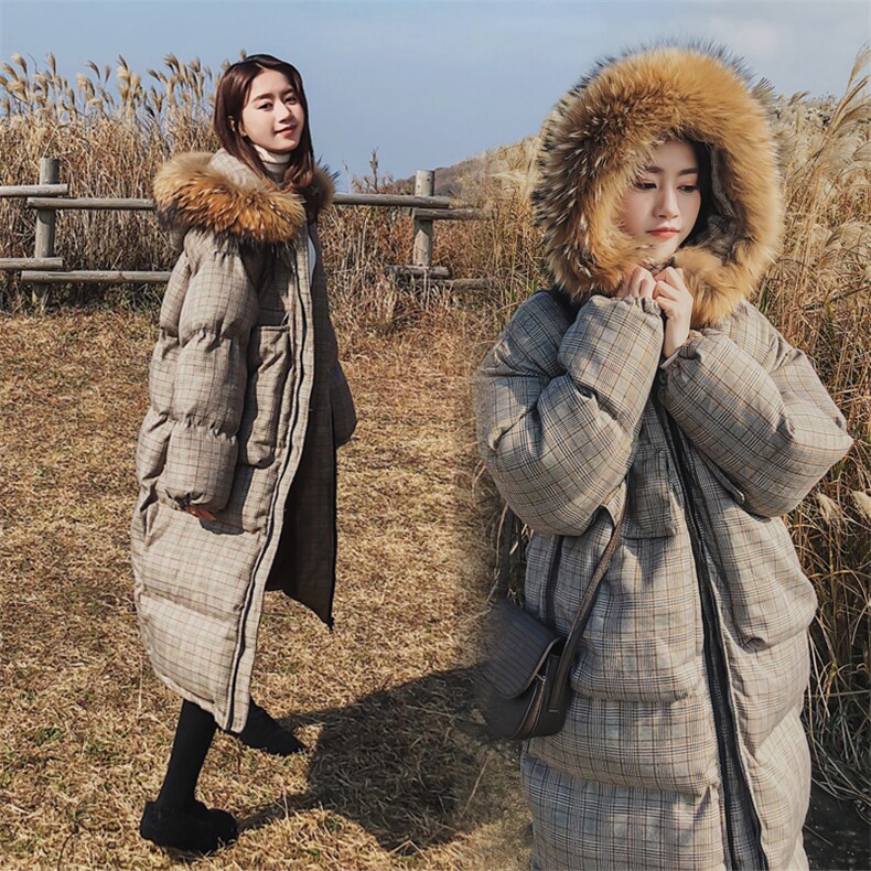 大货大口袋格子长款棉衣柒柒家M70-P185控268，女装棉衣/棉服，柒柒家