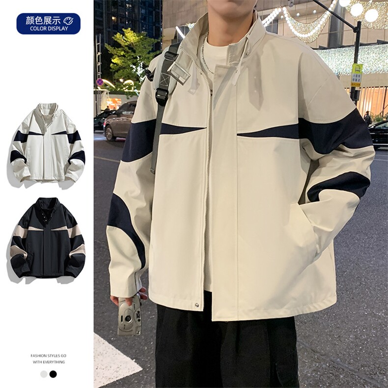 复古撞色拼接立领冲锋衣外套男开衫外套夹克棒球服JK01575-P73图片