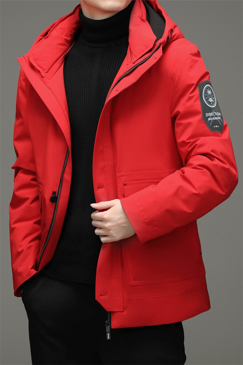男士冬季纯色连帽羽绒服鸭绒厚款保暖休闲外套男装ZELD9841-P335,男装羽绒服,电商B212（原钱塘6029）