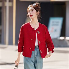 《现货》2026年春季bao款新中式提花面料重工定珠葫芦短款外套女，女装短外套，韩宇舍