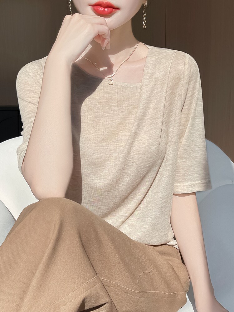 春秋长袖高档新款简约土方领薄款打底衫针织上衣,针织衫/毛衣,绒宛羊绒