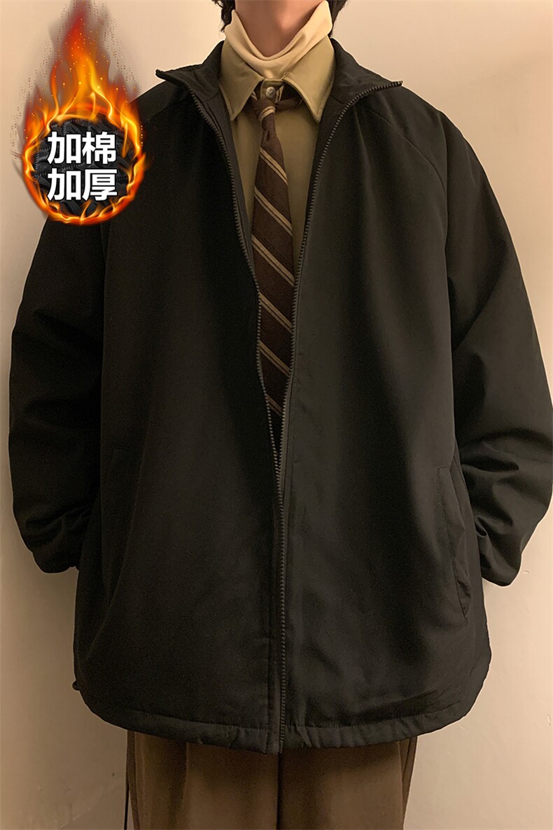 冬款加厚加棉时尚潮牌百搭夹克男休闲潮流立领外套J6200J加棉-P60,男装夹克,电商A001-1