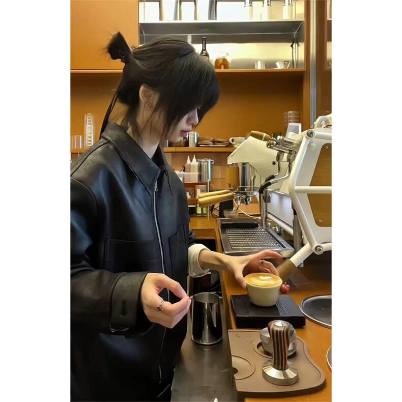 706-1-PY890-P108特P现货男士短款猎装千鸟格外套pu皮夹克潮,男装夹克,星座706-1