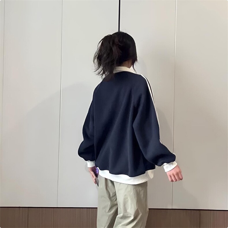 抖音得物品质秋冬美式高街重磅结构拼接织带翻领卫衣夹克外套W113,男装夹克,电商A486