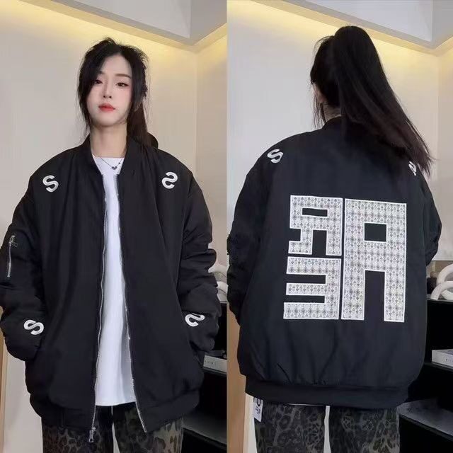 美式街头刺绣字母立领飞行夹克棒球服男女春秋季百搭廓形时尚外套,男装夹克,星座506A