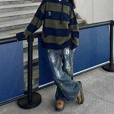 【有货】DG63-P50美式vibe高街复古水洗漆点涂鸦牛仔裤男女，男装牛仔裤，星座603-2