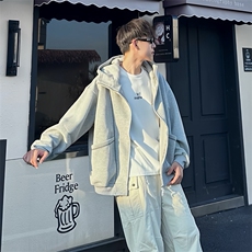 抖音得物高品质秋冬美式高街重磅结构辑明线纹理连帽卫衣外套W111，男装卫衣，电商A486
