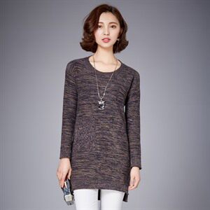 时尚百搭宽松显瘦长款针织衫女秋冬季新款圆领毛衣外套打底衫,女装针织衫/毛衣,安之芮娜