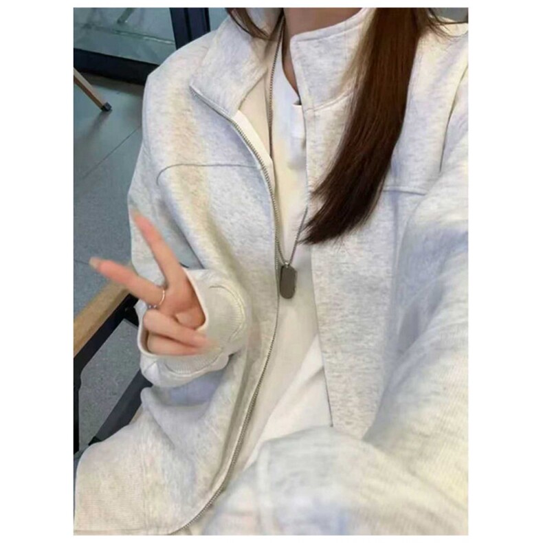 秋季重磅380克全棉得物品质立领双拉链开衫卫衣外套AH923-P42，女装短外套，四季星座610B