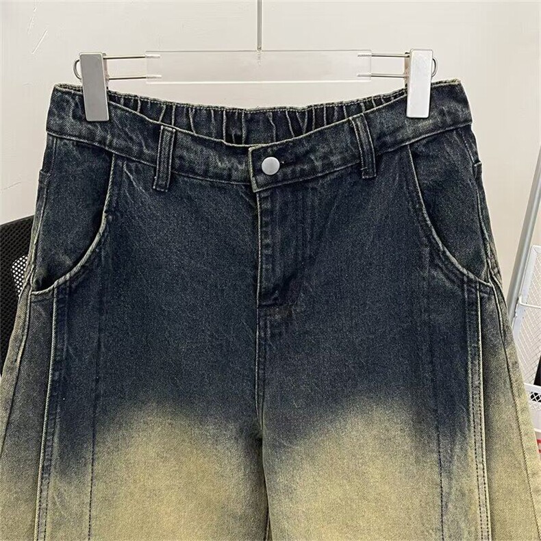 cleanfit牛仔裤男潮牌拼接弯刀裤子美式高街宽松直筒裤NQ355-p58,男装牛仔裤,星座1008