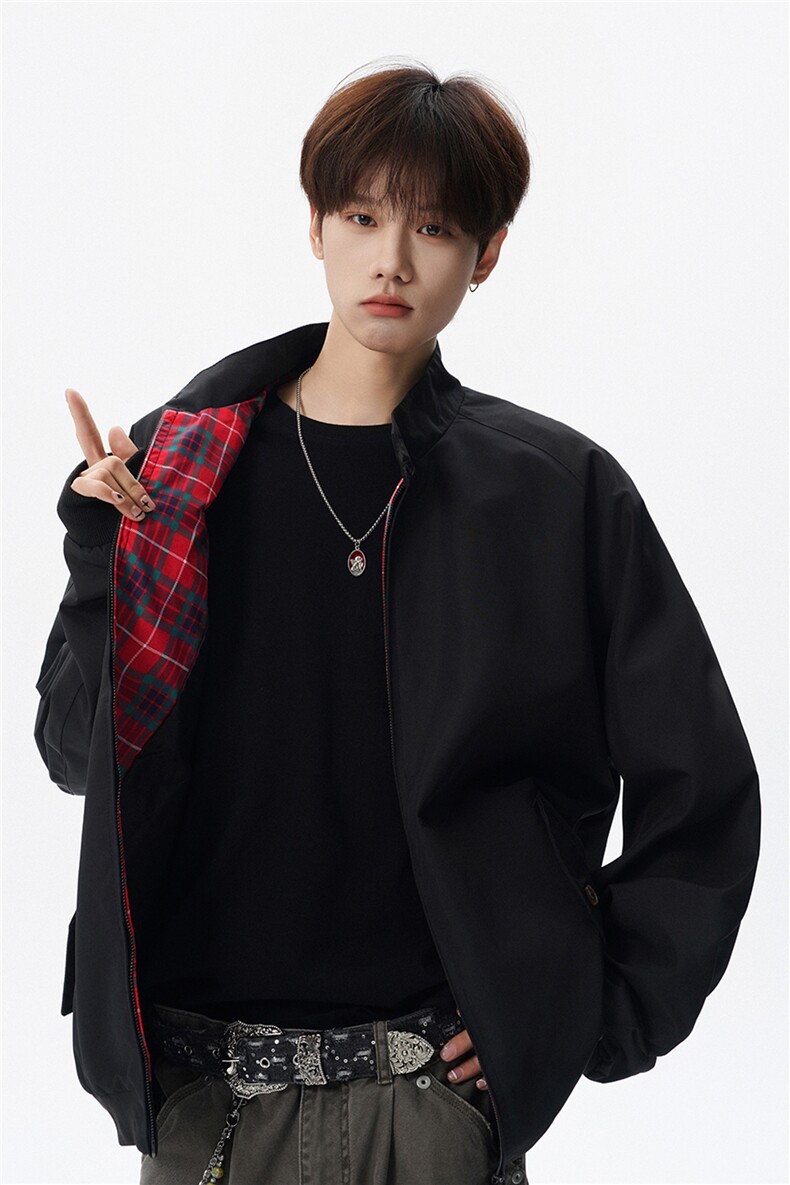 美式复古棒球服外套男春秋季潮牌拉链立领夹克宽松上衣服JK005,男装夹克,电商B312