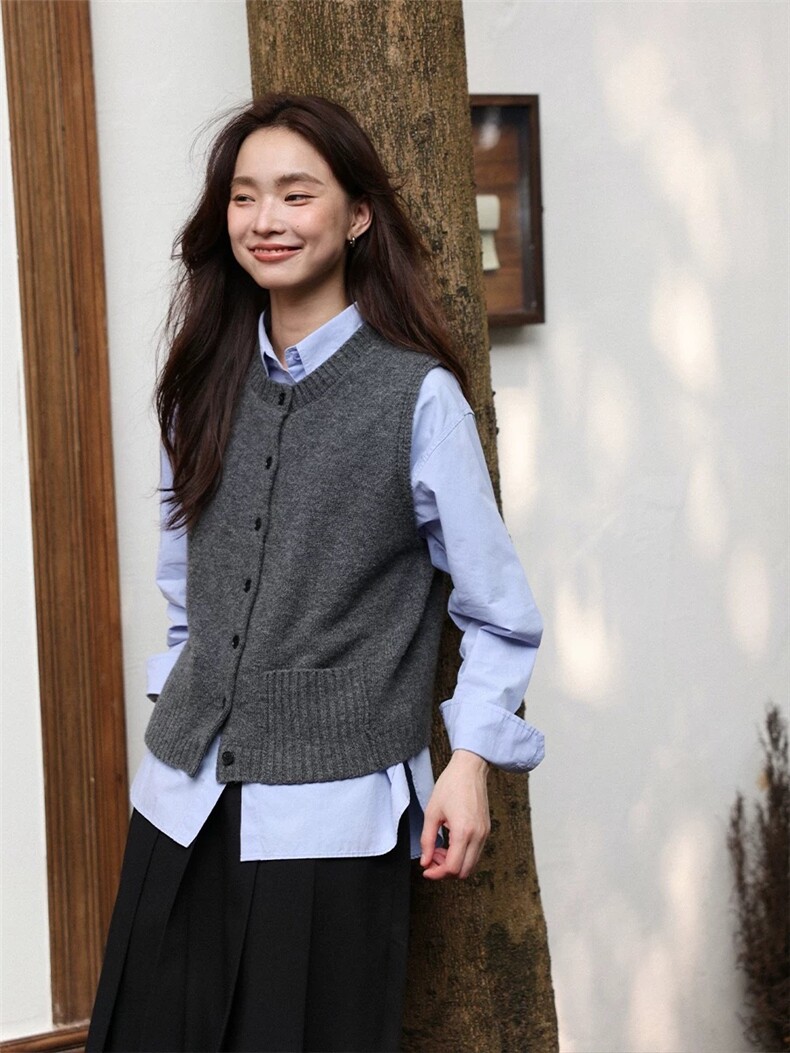 2025年秋季百搭休闲通勤马甲，女装马甲，德聚羊绒