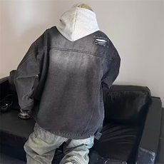 复古水洗做旧破洞牛仔外套男士春秋美式宽松高街翻领夹克JW105，男装工装外套，星座1116A-1（原606A）