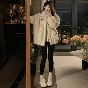 A053-P100 2025冬季新款羊羔毛外套仿兔毛加厚毛绒棉服棉衣图片